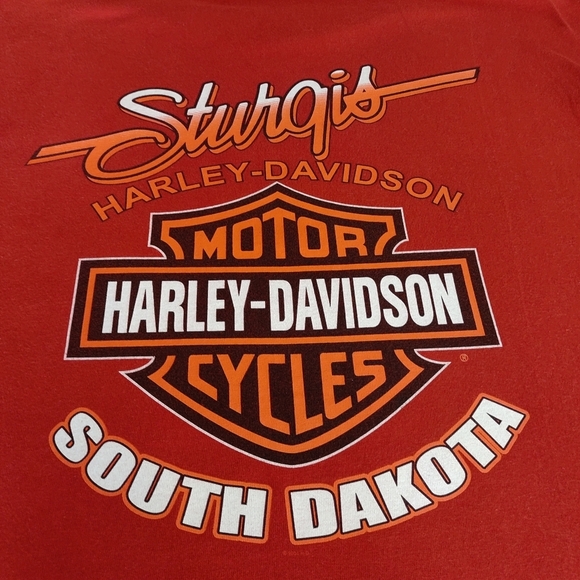 Harley-Davidson South Dakota T-shirt Men's Orange Short Sleeve Size 2XL - Picture 8 of 10